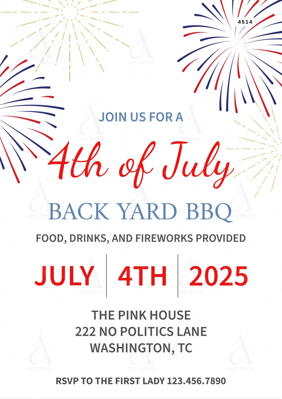 Bbq party invitation card Canva Editable Template in english language with minimalistic theme design 4514