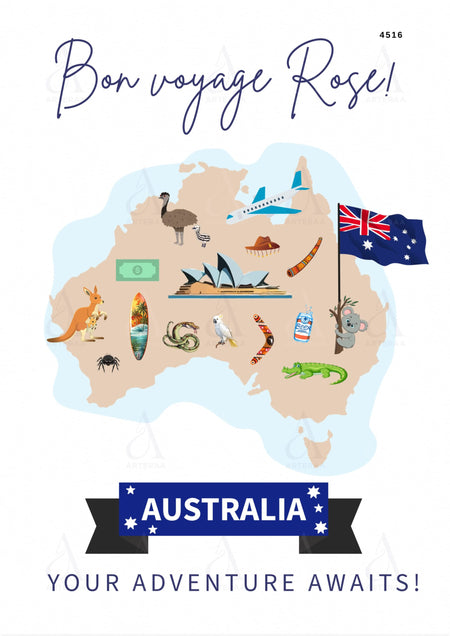 Bon Voyage card Canva Editable Template in english language with minimalistic theme design 4516
