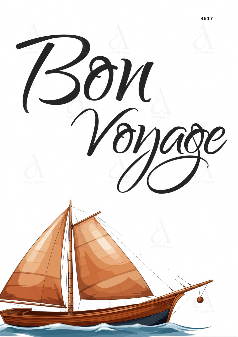 Bon Voyage card Canva Editable Template in english language with minimalistic theme design 4517