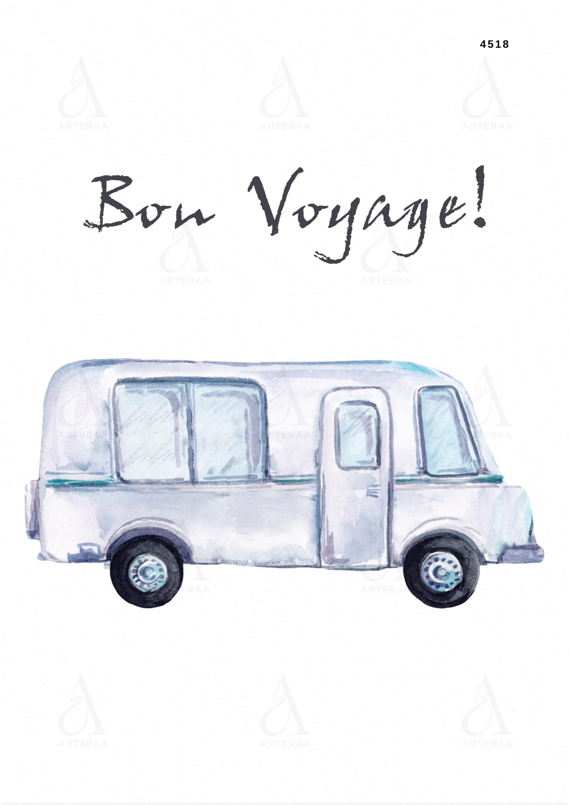 Bon Voyage card Canva Editable Template in english language with minimalistic theme design 4518