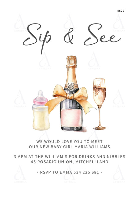 Baby welcome party invitation card Editable CanvaTemplate in english language with minimalistic theme design 4522