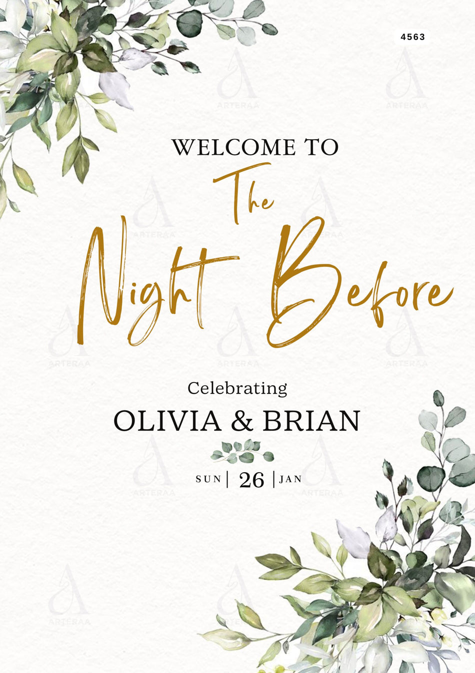 The night before invitation card Canva Editable Template in english language with floral theme design 4563