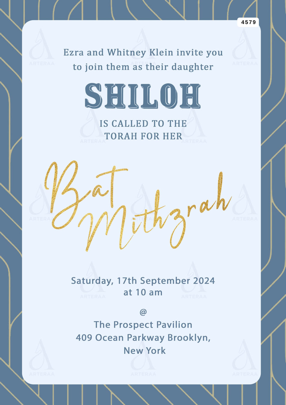 Bar Mitzvah invitation Editable Canva Template in english language with minimalistic theme design 4579