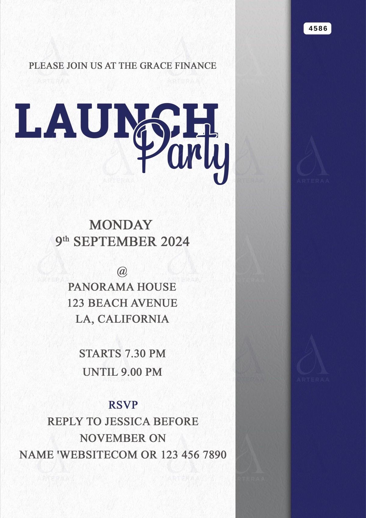 Launch party invitation Editable Canva Template in english language with minimalistic theme design 4586