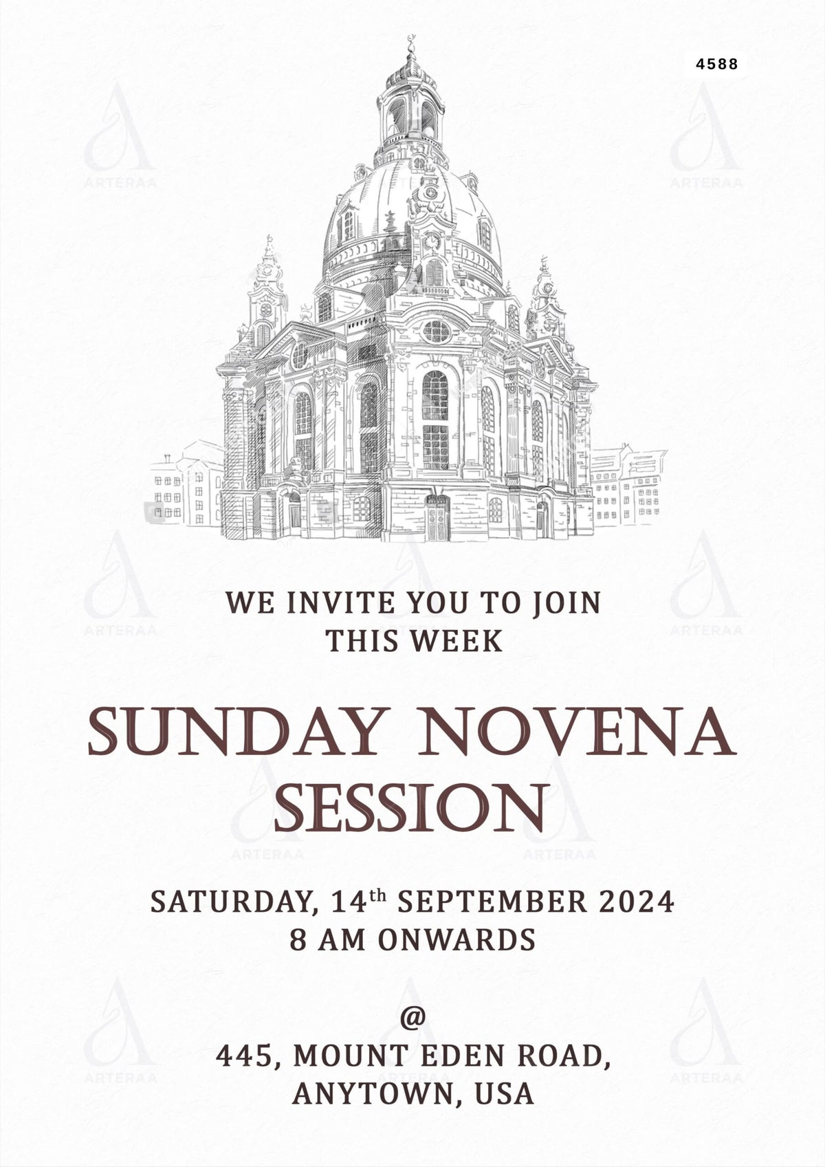 Church Session invitation Editable Canva Template in english language with minimalistic theme design 4588