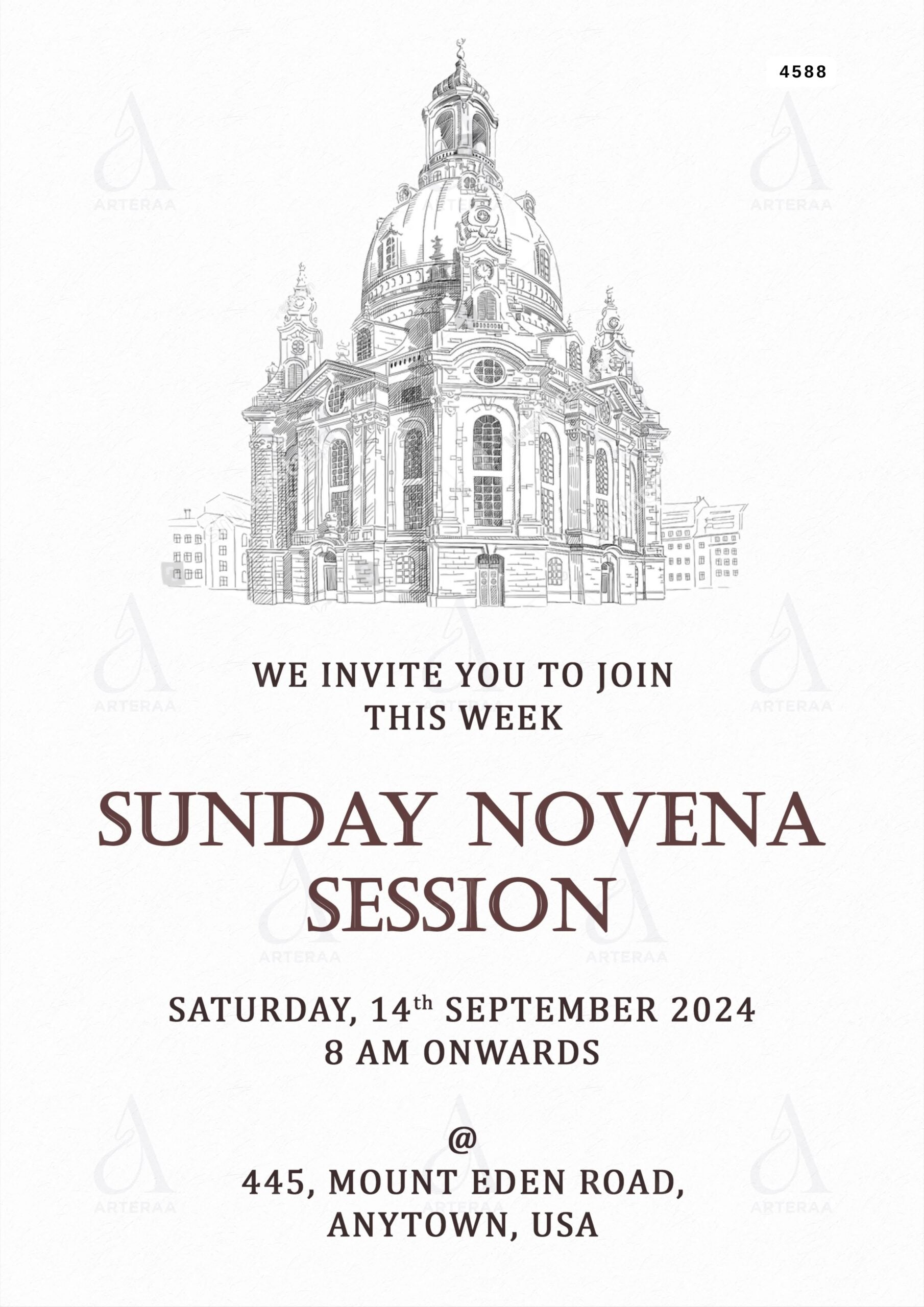 Church Session invitation Editable Canva Template in english language with minimalistic theme design 4588