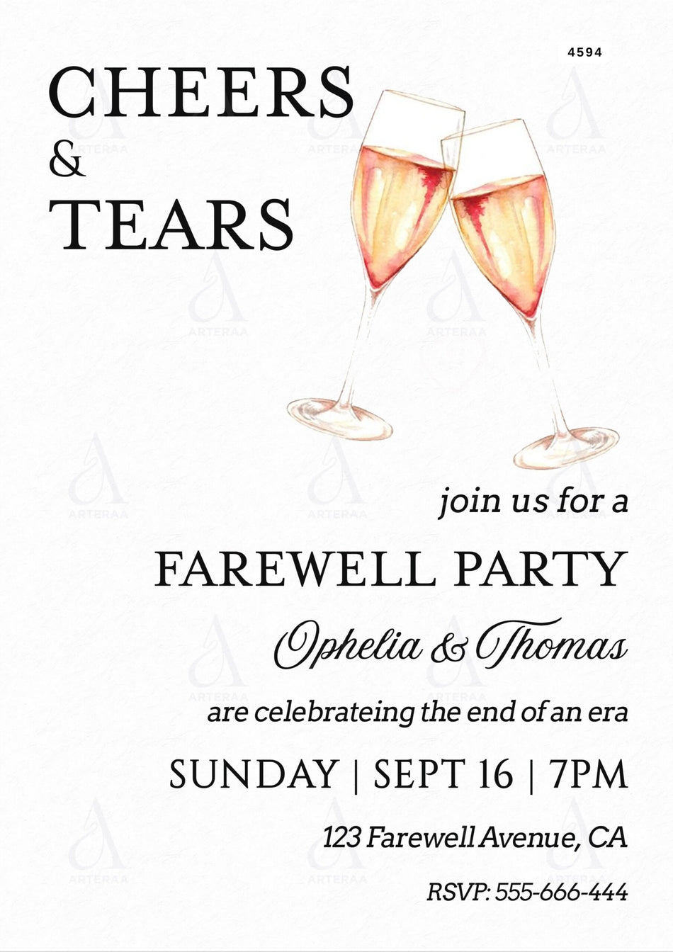 Farewell party invitation Editable Canva Template in english language with minimalistic theme design 4594