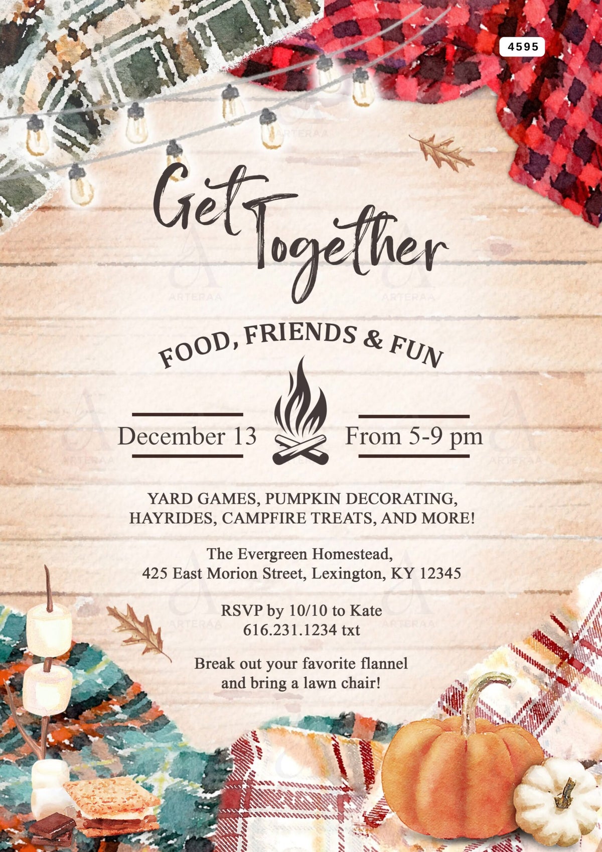 Get Together invitation Editable Canva Template in english language with minimalistic theme design 4595