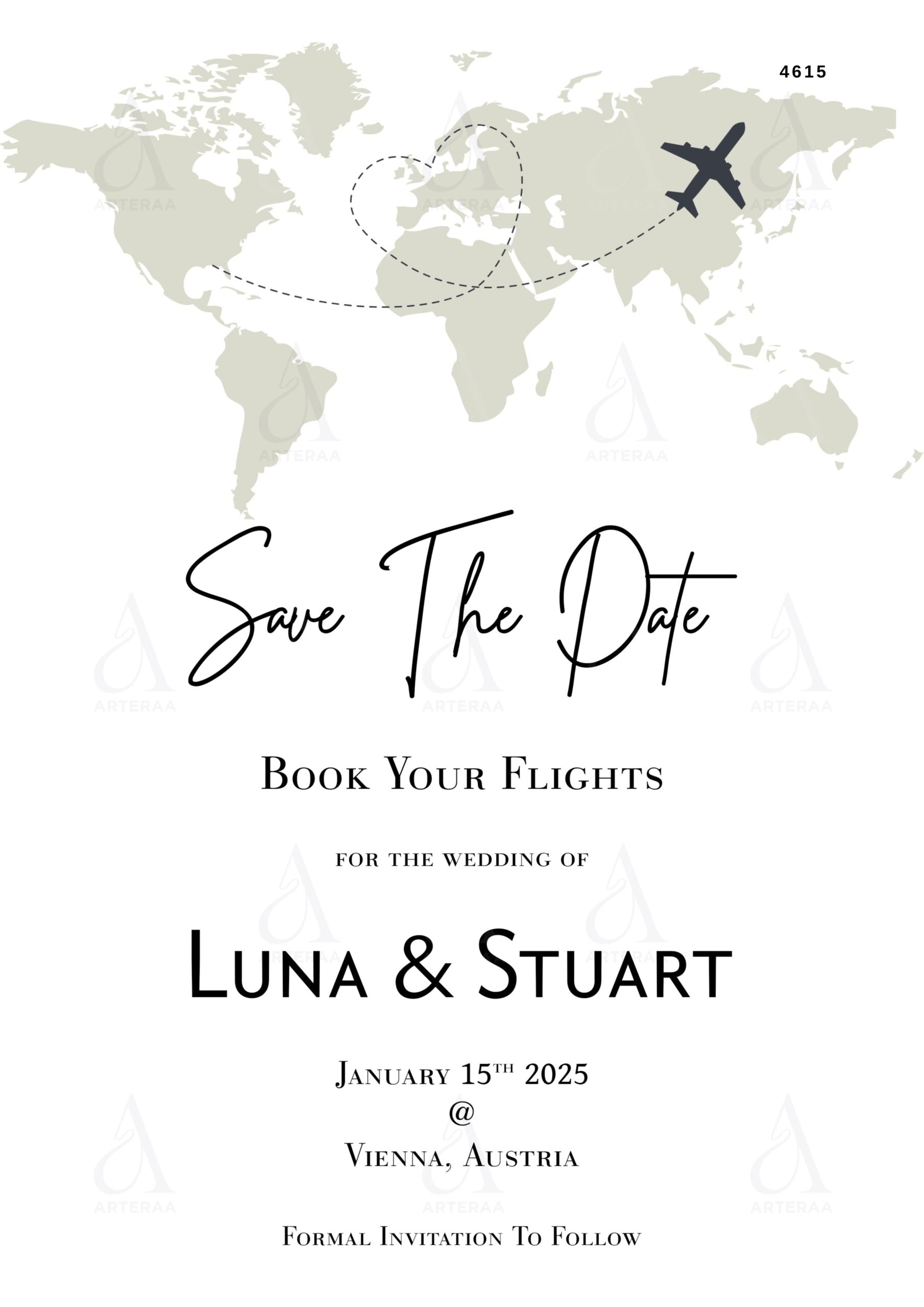 Save the date invitation Editable Canva Template in english language with minimalistic theme design 4615