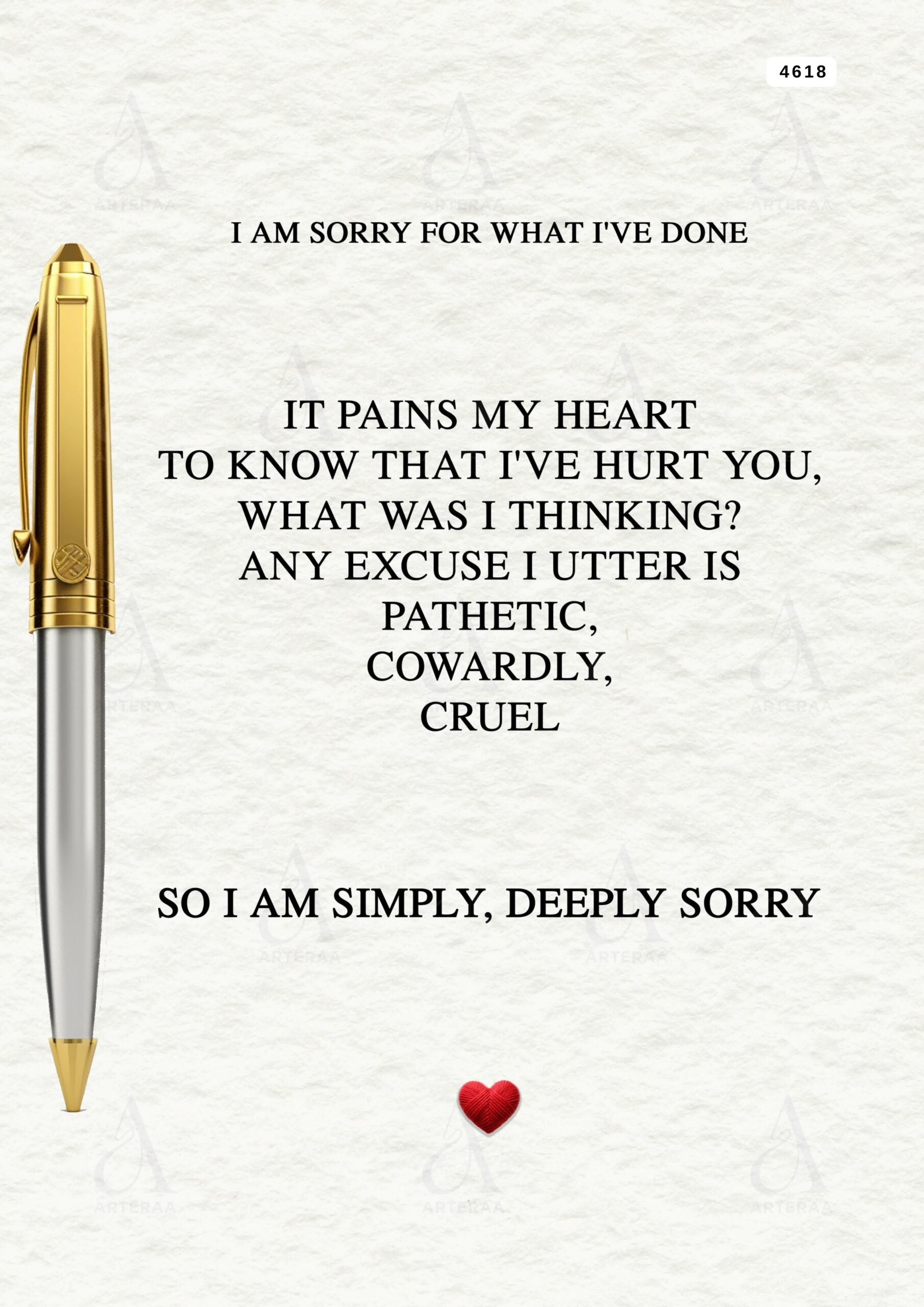 Apology card for sorry Editable Canva Template in english language with minimalistic theme design 4618