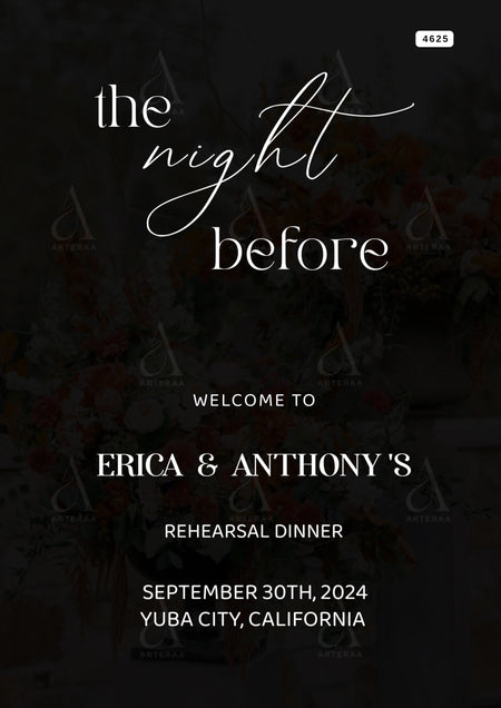 The night before invitation Editable Canva Template in english language with minimalistic theme design 4625