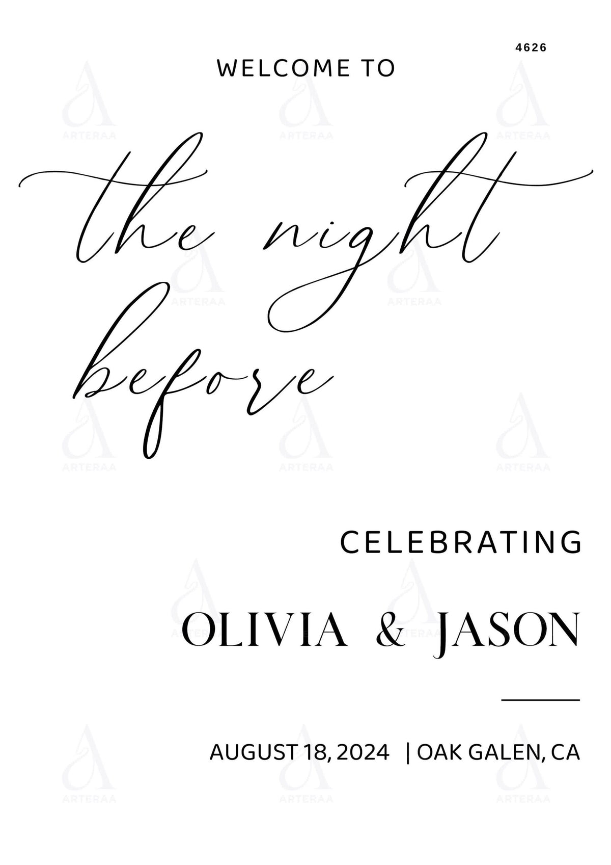 The night before invitation Editable Canva Template in english language with minimalistic theme design 4626