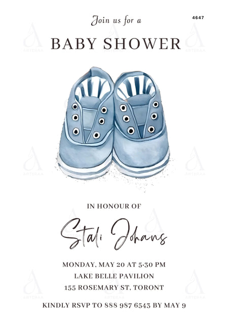 Baby Shower invitation card Editable Canva Template in english language with minimalistic theme design 4647