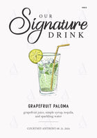 Signature drink party invitation card Editable Canva Template in english language with minimaalistic theme design 4663