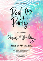 Pool party invitation Editable Canva Template in english language with minimalistic theme design 4665