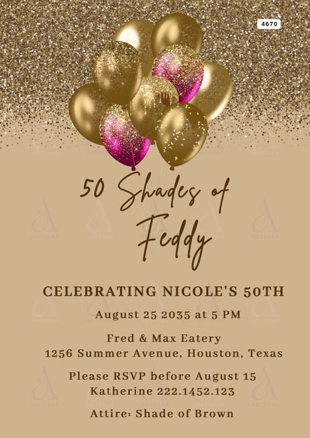 Birthday party invitation card Editable CanvaTemplate for in english language with glittery theme design 4670