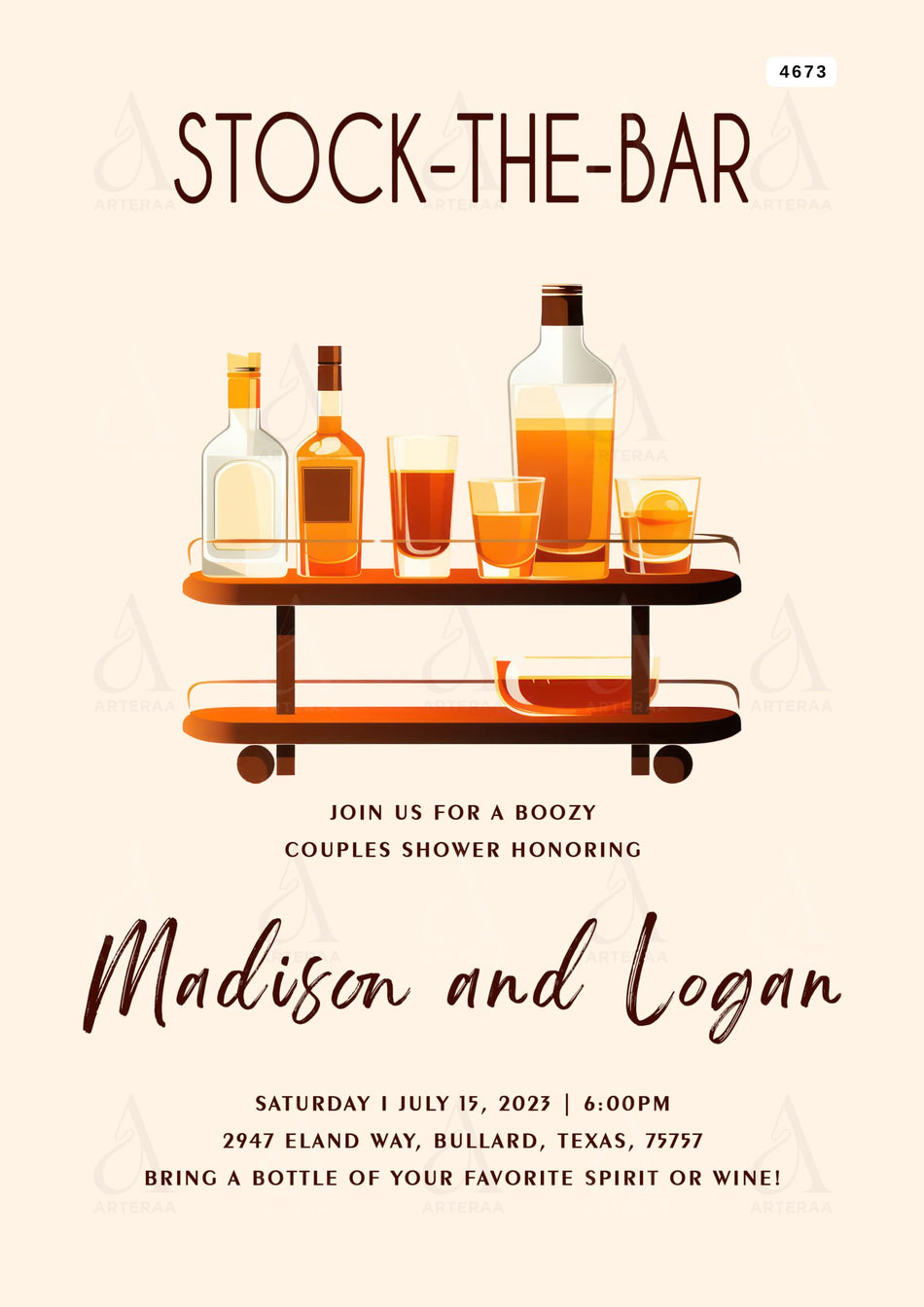 Wedding Couple Shower invitation card Editable CanvaTemplate in english language with minimalistic theme design 4673