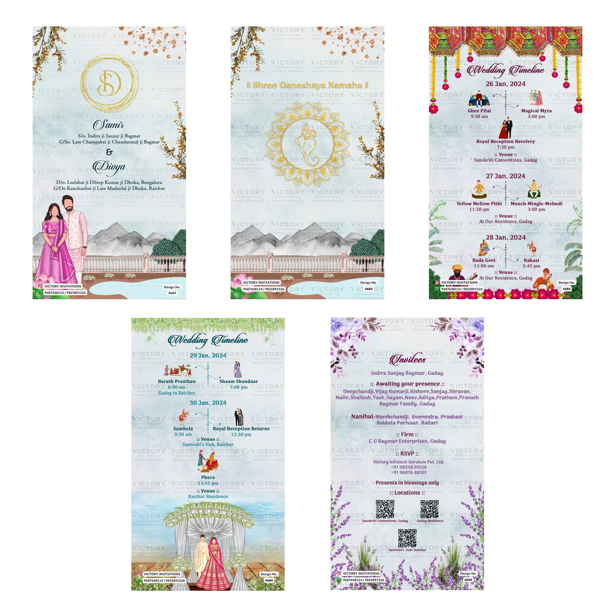 Simanti Pujan & Sangeet Ceremony Invitation Template, Editable Digital Sangeet Invite, Printable Indian Wedding Ceremony Bundle, Personalizable Cultural Event Design   