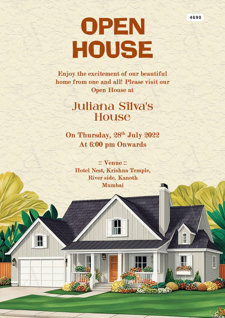 Open House Party invitation card Editable CanvaTemplate in english language with aesthetic theme design 4690