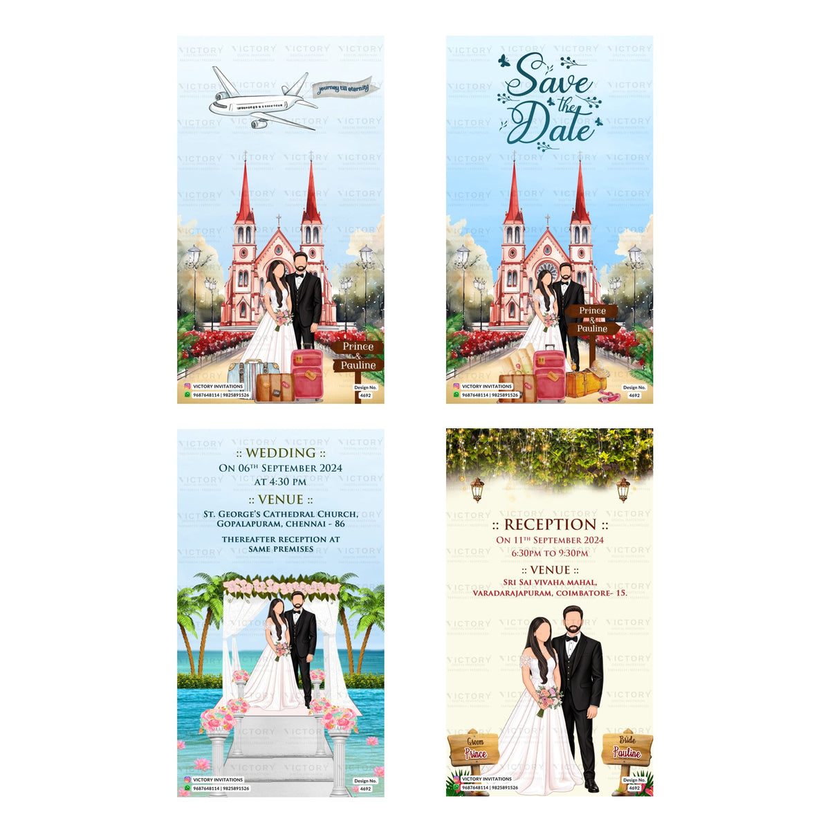 Prince & Pauline Wedding Invitation Template, Editable Digital Indian Marriage Invite, Printable Cultural Ceremony Bundle, Personalizable Event Design