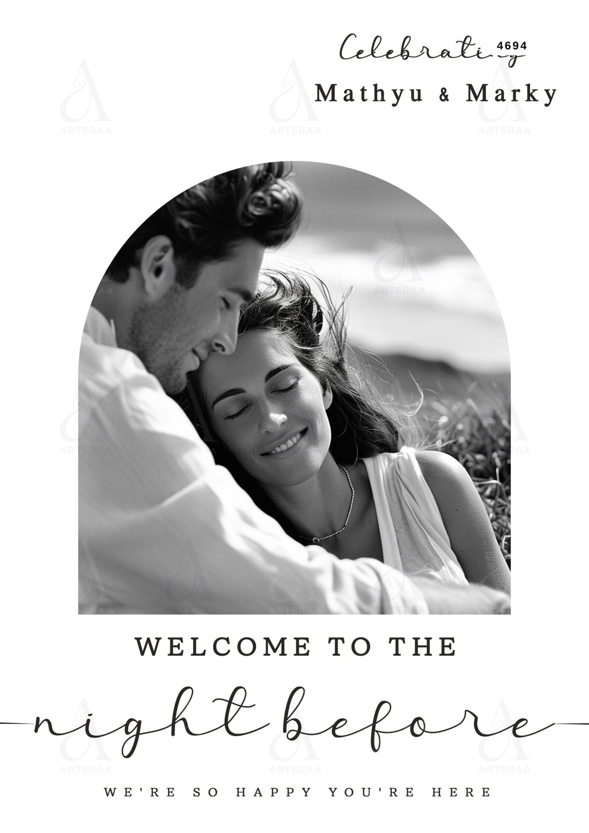 The night before invitation card Canva Editable Template in english language with minimalistic theme design 4694