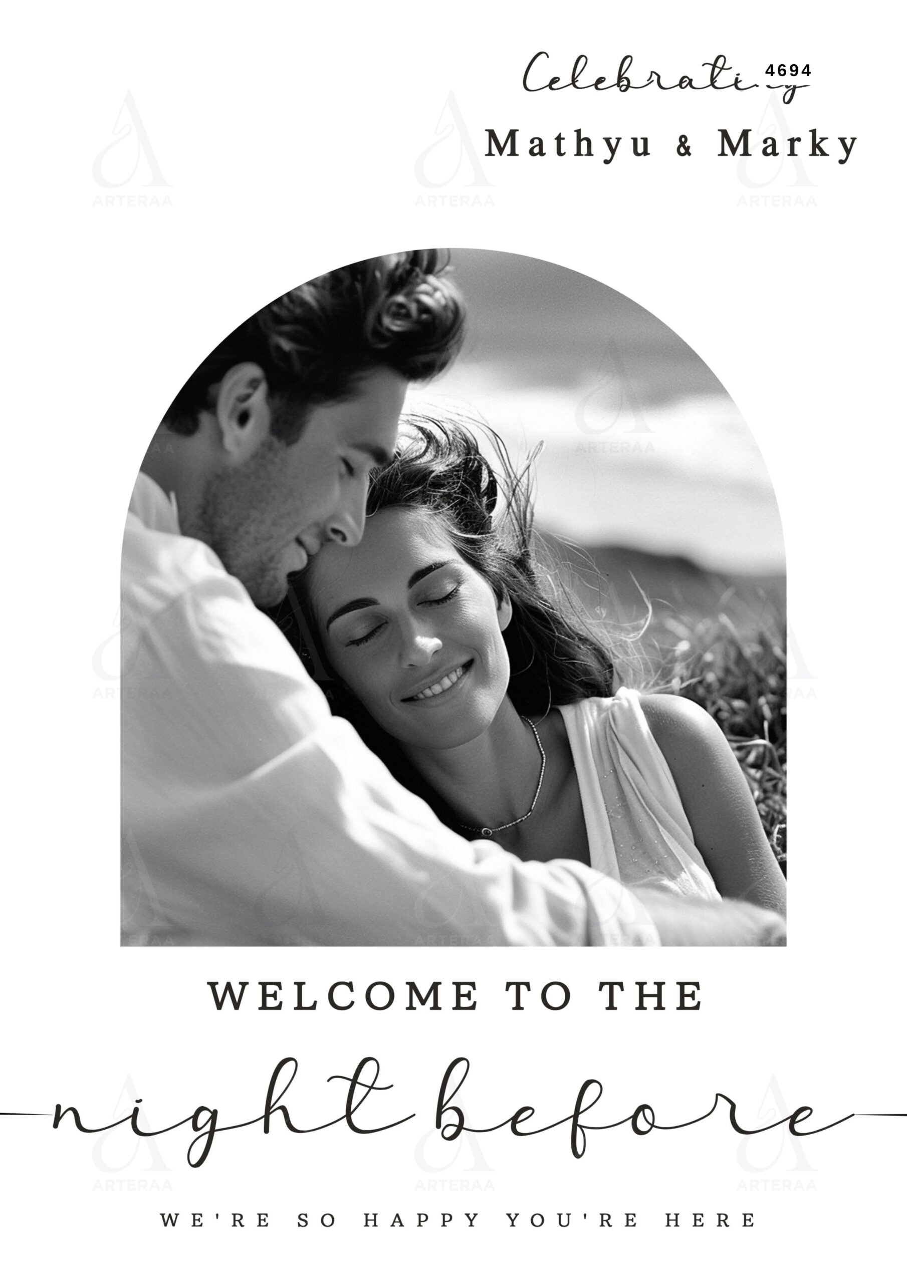 The night before invitation card Canva Editable Template in english language with minimalistic theme design 4694