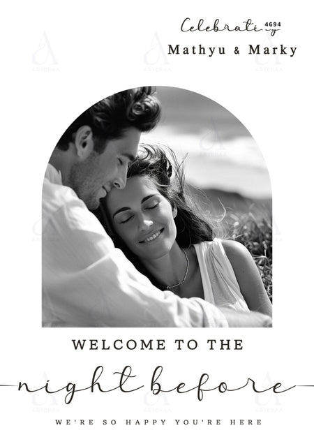 The night before invitation card Canva Editable Template in english language with minimalistic theme design 4694