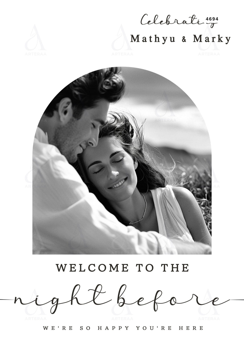 The night before invitation card Canva Editable Template in english language with minimalistic theme design 4694