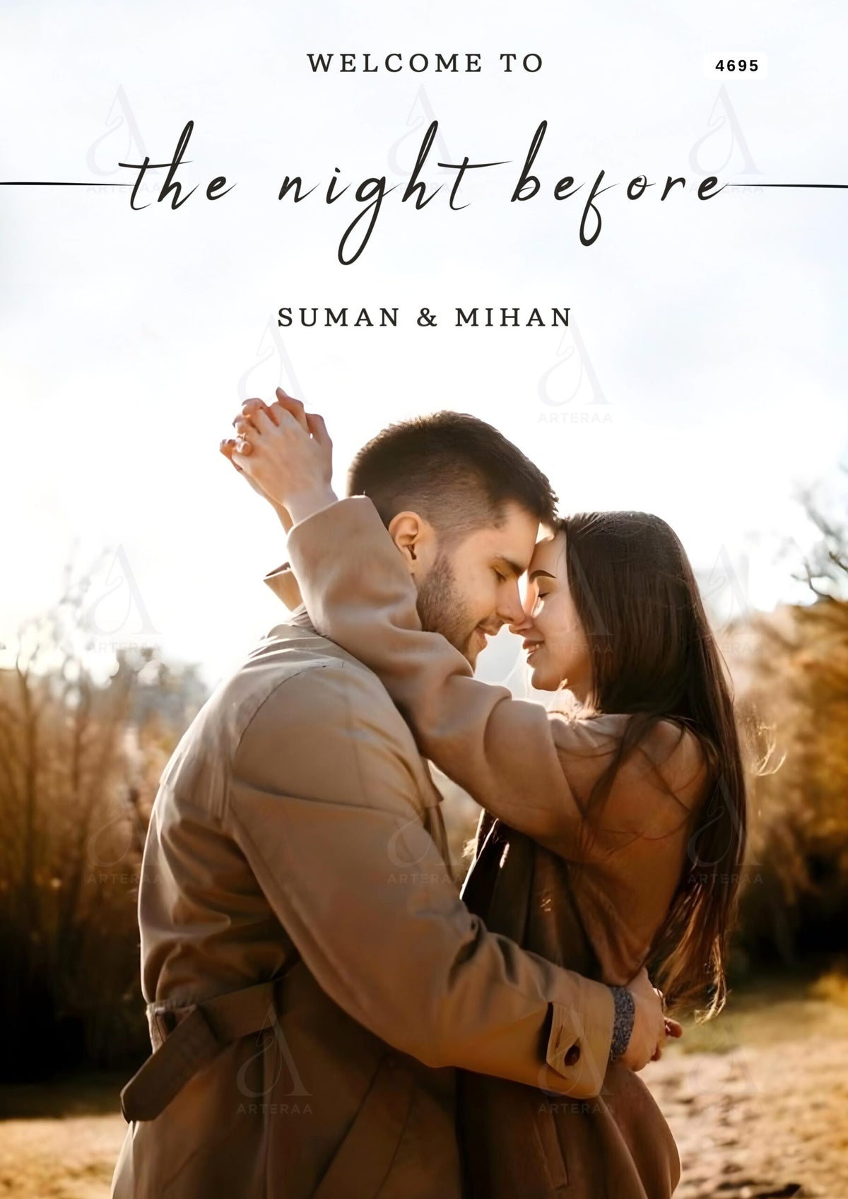 The night before invitation card Canva Editable Template in english language with couple photo theme design 4695