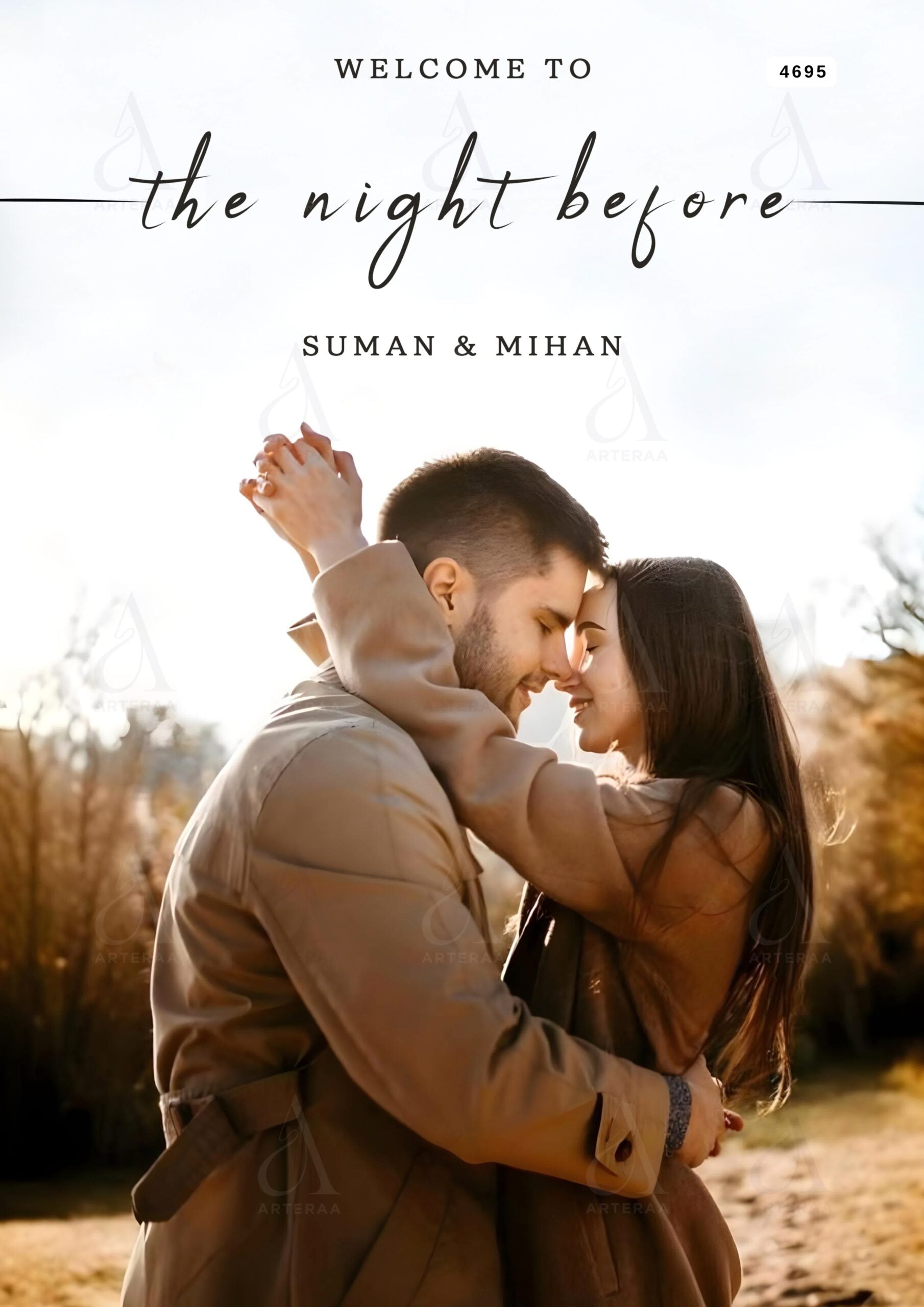 The night before invitation card Canva Editable Template in english language with couple photo theme design 4695