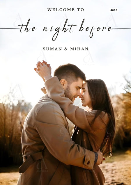 The night before invitation card Canva Editable Template in english language with couple photo theme design 4695