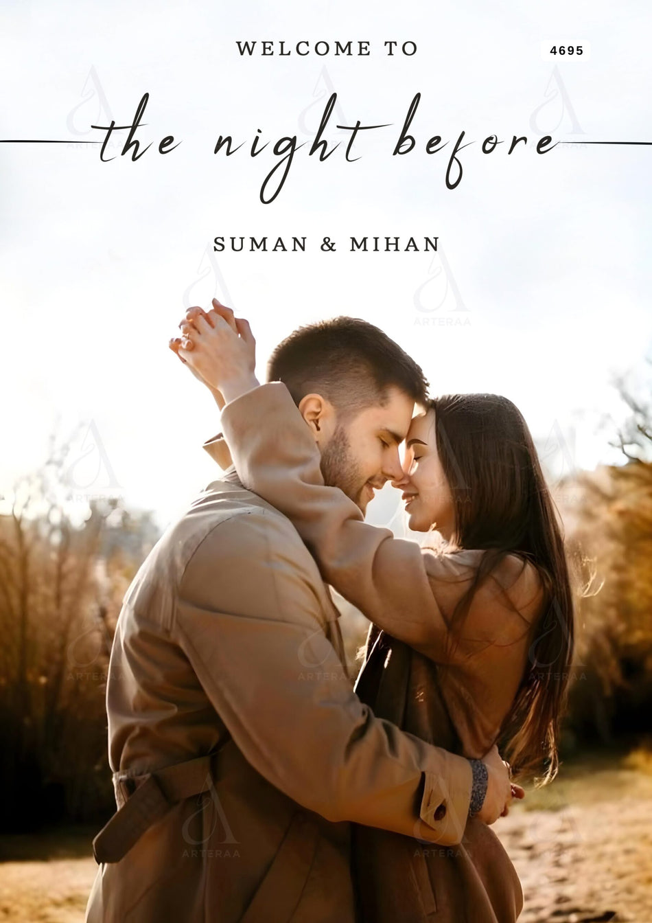 The night before invitation card Canva Editable Template in english language with couple photo theme design 4695