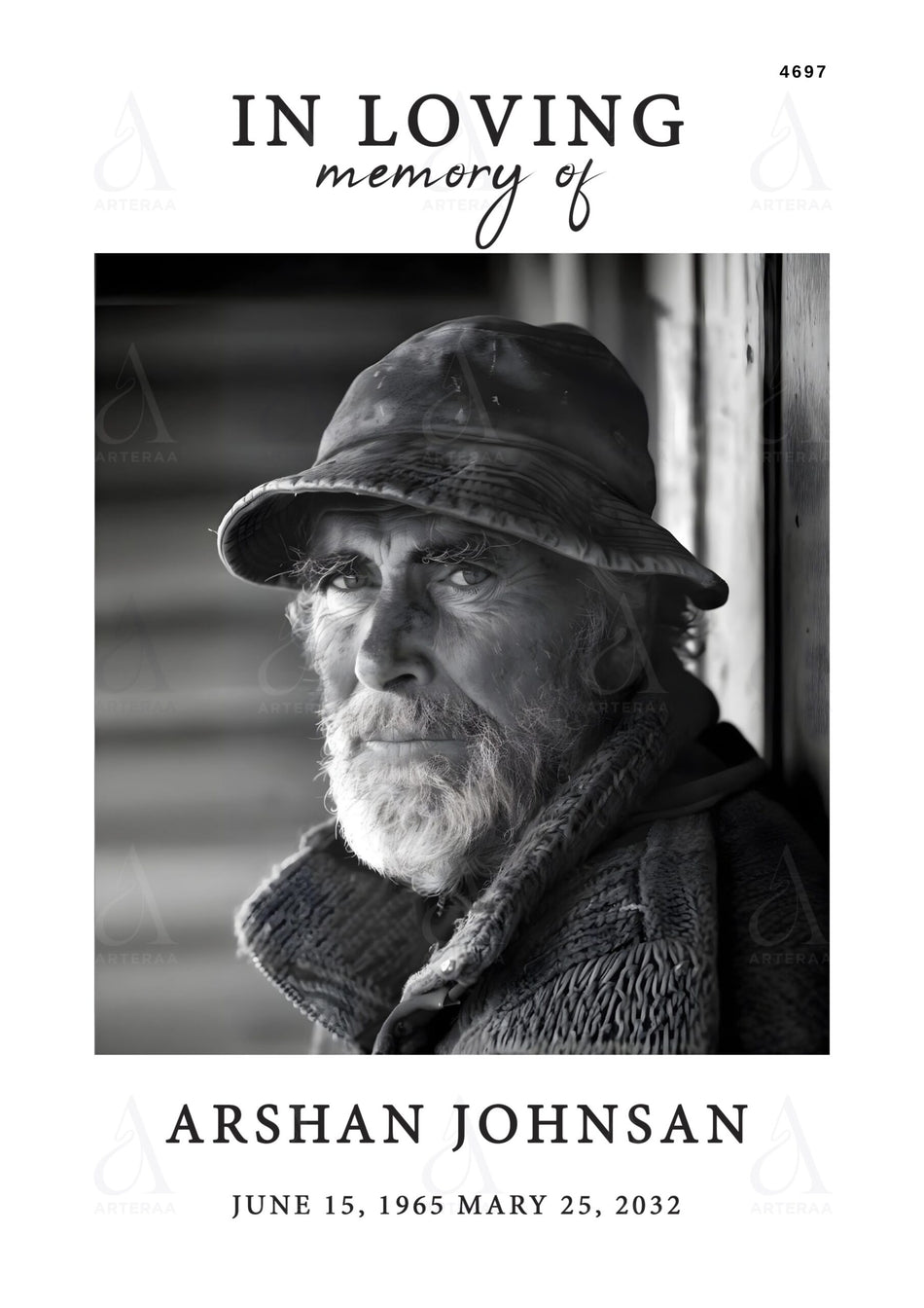 Memorial card Editable CanvaTemplate in english language with minimalistic theme design 4697