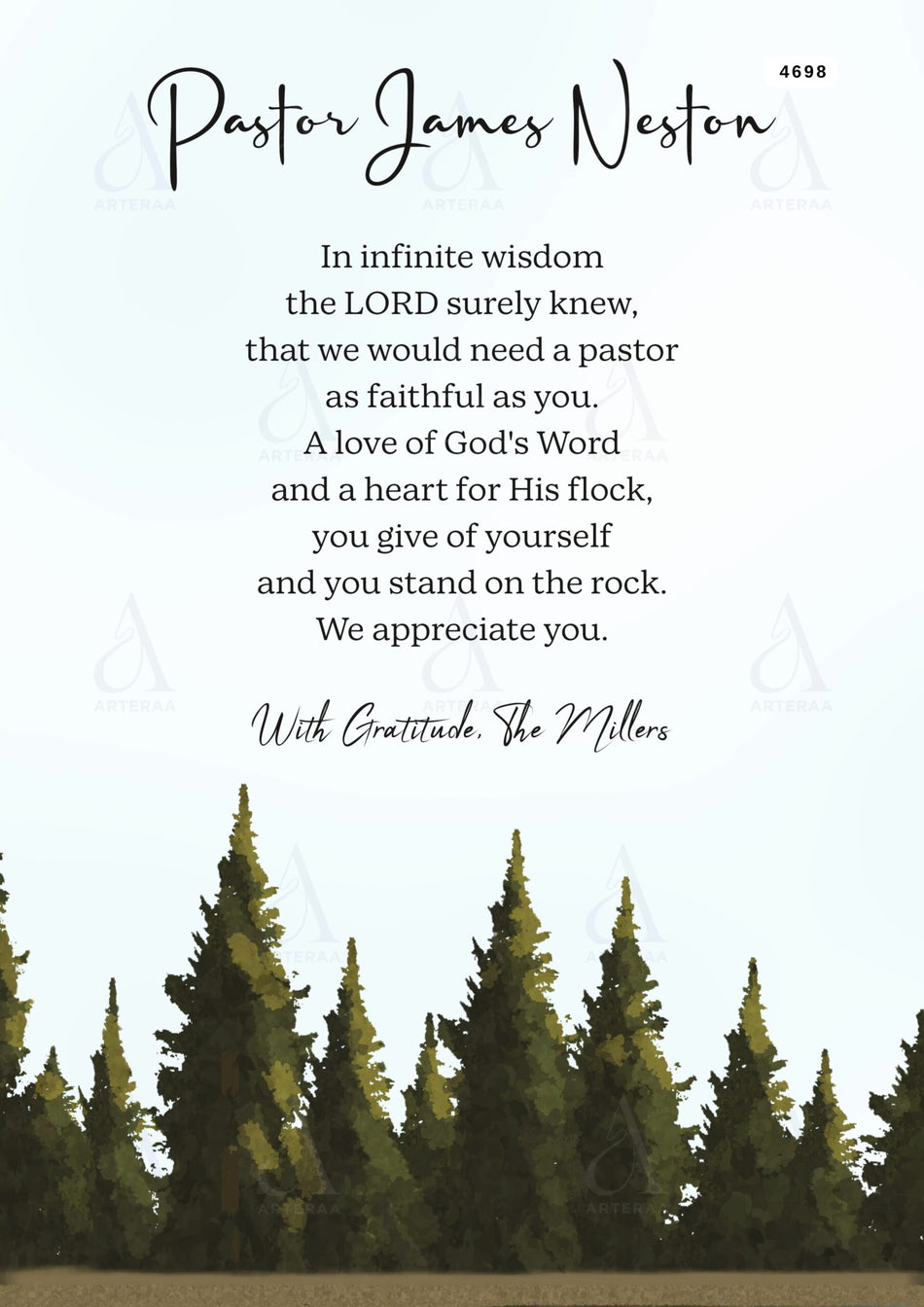 Pastor Appreciation card Editable Canva Template in english language with garden theme design 4698