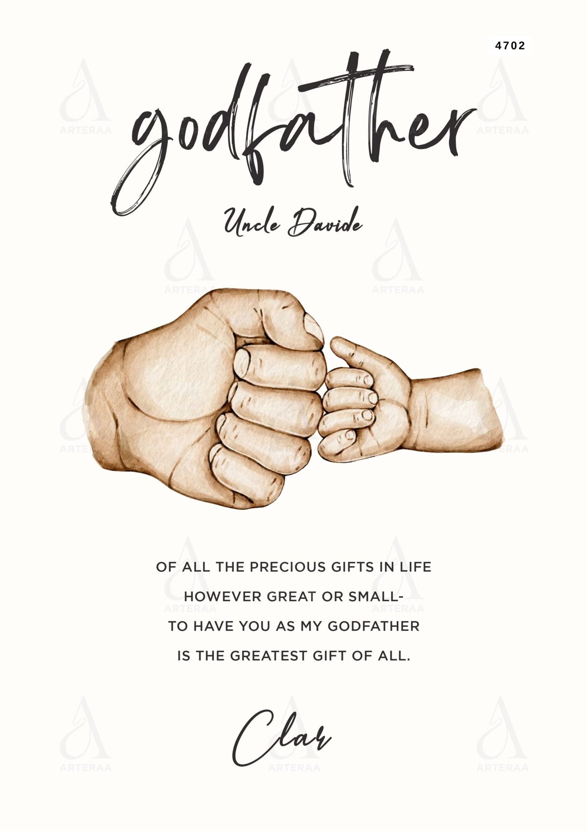 Godfather ceremony invitation card Editable CanvaTemplate in english language with minimalistic theme design 4702