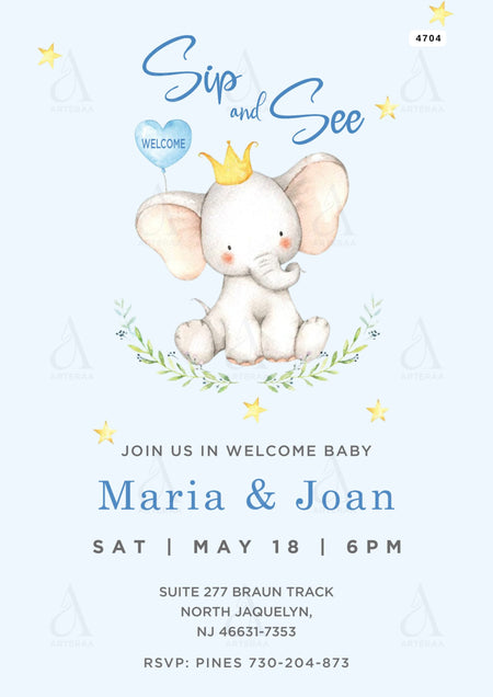 Baby welcome party invitation card Editable CanvaTemplate in english language with minimalistic theme design 4704