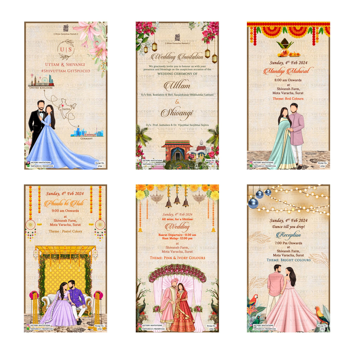Uttam & Shivangi Wedding Invitation Template, Editable Digital Indian Marriage Invite, Printable Cultural Ceremony Bundle, Personalizable Event Design
