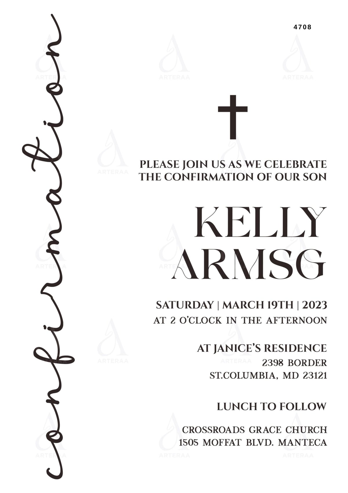 Confirmation invitation card Editable CanvaTemplate in english language with minimalistic theme design 4708