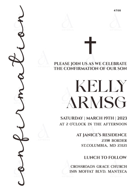 Confirmation invitation card Editable CanvaTemplate in english language with minimalistic theme design 4708