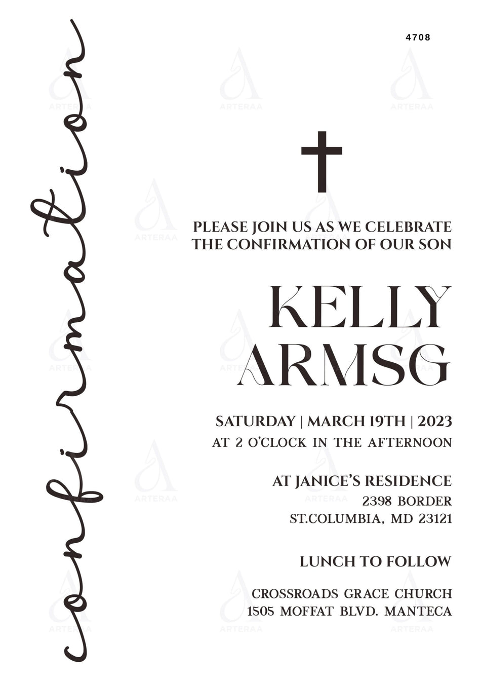 Confirmation invitation card Editable CanvaTemplate in english language with minimalistic theme design 4708