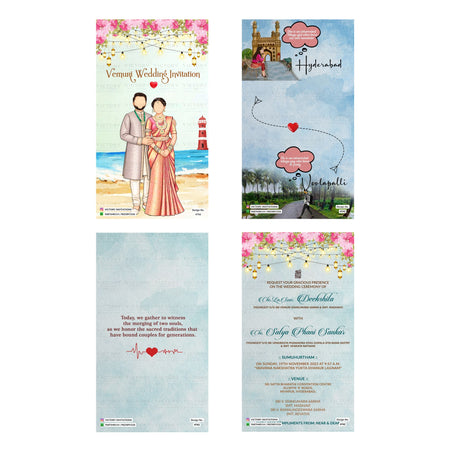 Vemuri & Voolapalli Wedding Invitation Template, Editable Digital Indian Marriage Invite, Printable Cultural Ceremony Bundle, Personalizable Event Design