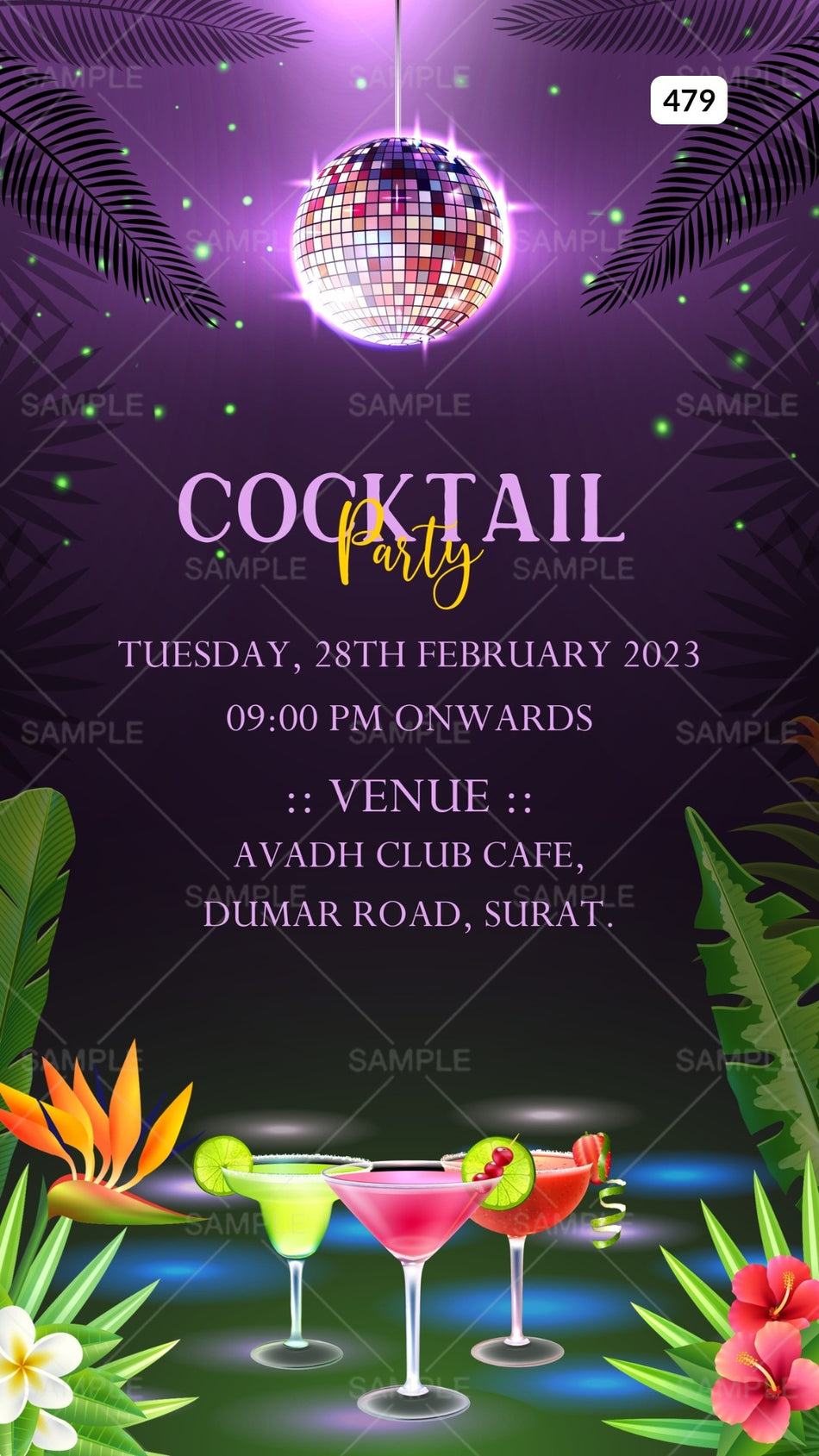 Digital Cocktail Party Invitation Of Indian Family In English Language With Classic Theme Canva Editable Template  design no - 479