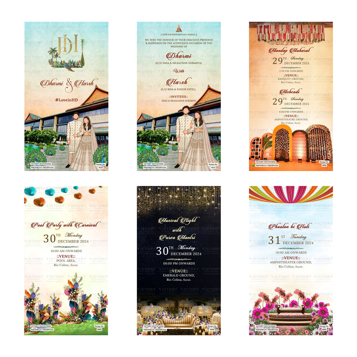 Dharmi & Harsh Wedding Invitation Template, Editable Digital Indian Marriage Invite, Printable Cultural Ceremony Bundle, Personalizable Event Design   