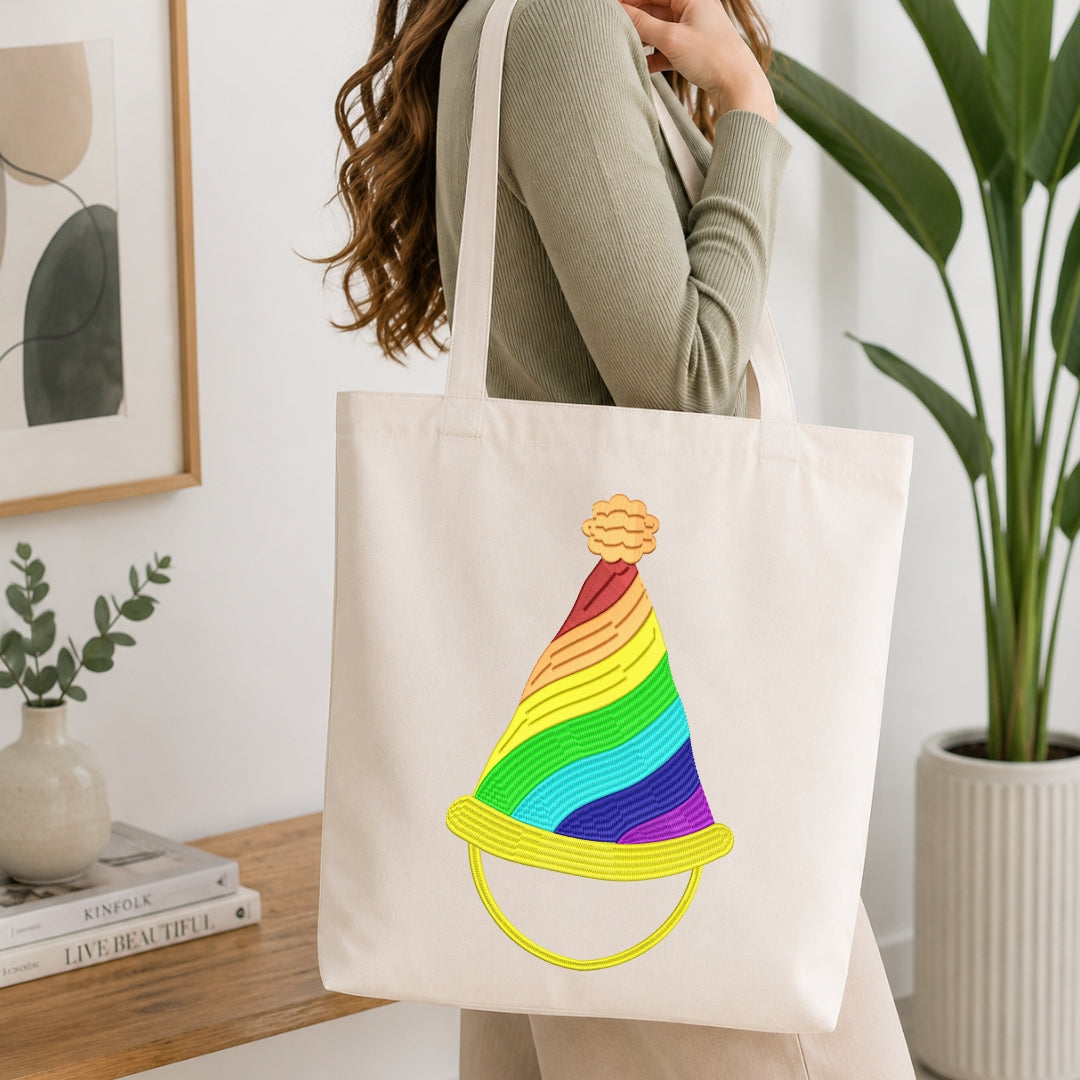 Colorful Swirl Party Hat Embroidery Design, Pride Month Celebration Machine Embroidery Pattern, Kids Birthday Gift Stitch File, Multi Size Download
