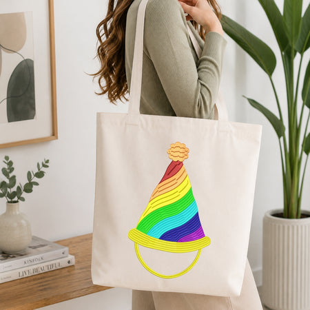 Colorful Swirl Party Hat Embroidery Design, Pride Month Celebration Machine Embroidery Pattern, Kids Birthday Gift Stitch File, Multi Size Download