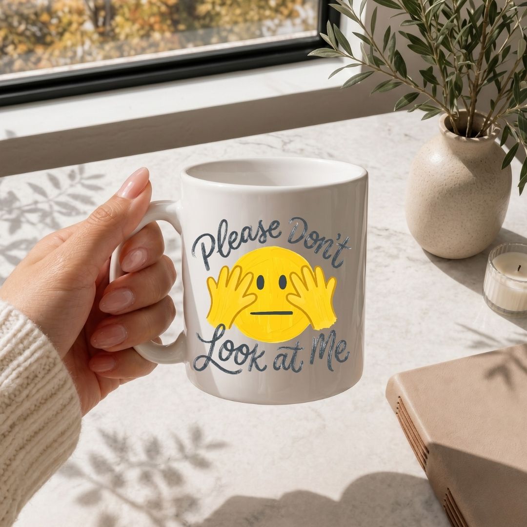 Funny Introvert Coffee Mug SVG, Please Dont Look At Me Cup Design, Transparent Clipart PNG
