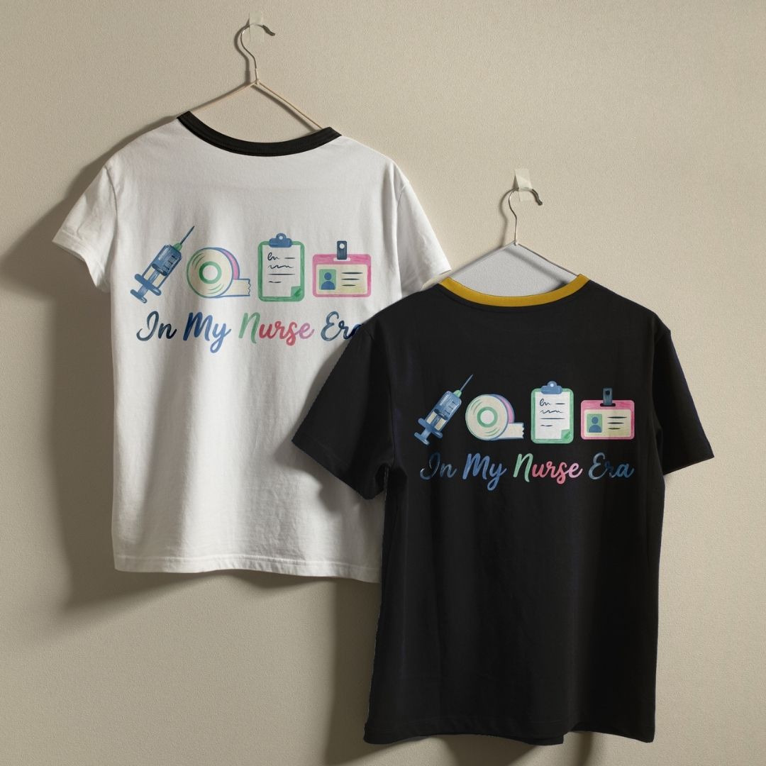 Nurse Life Apparel Tee Design SVG, Syringe and Clipboard Graphics, Commercial Use Digital Cut File