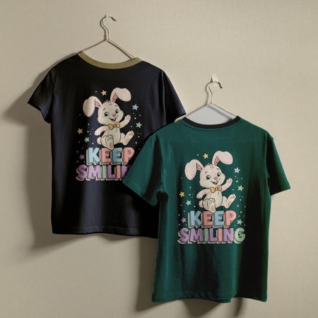 Keep Smiling Bunny Sublimation File, Retro Rabbit PNG for DTG Printing, Cute Animal Graphic for Kids Apparel Mugs Bags, Instant PNG Download