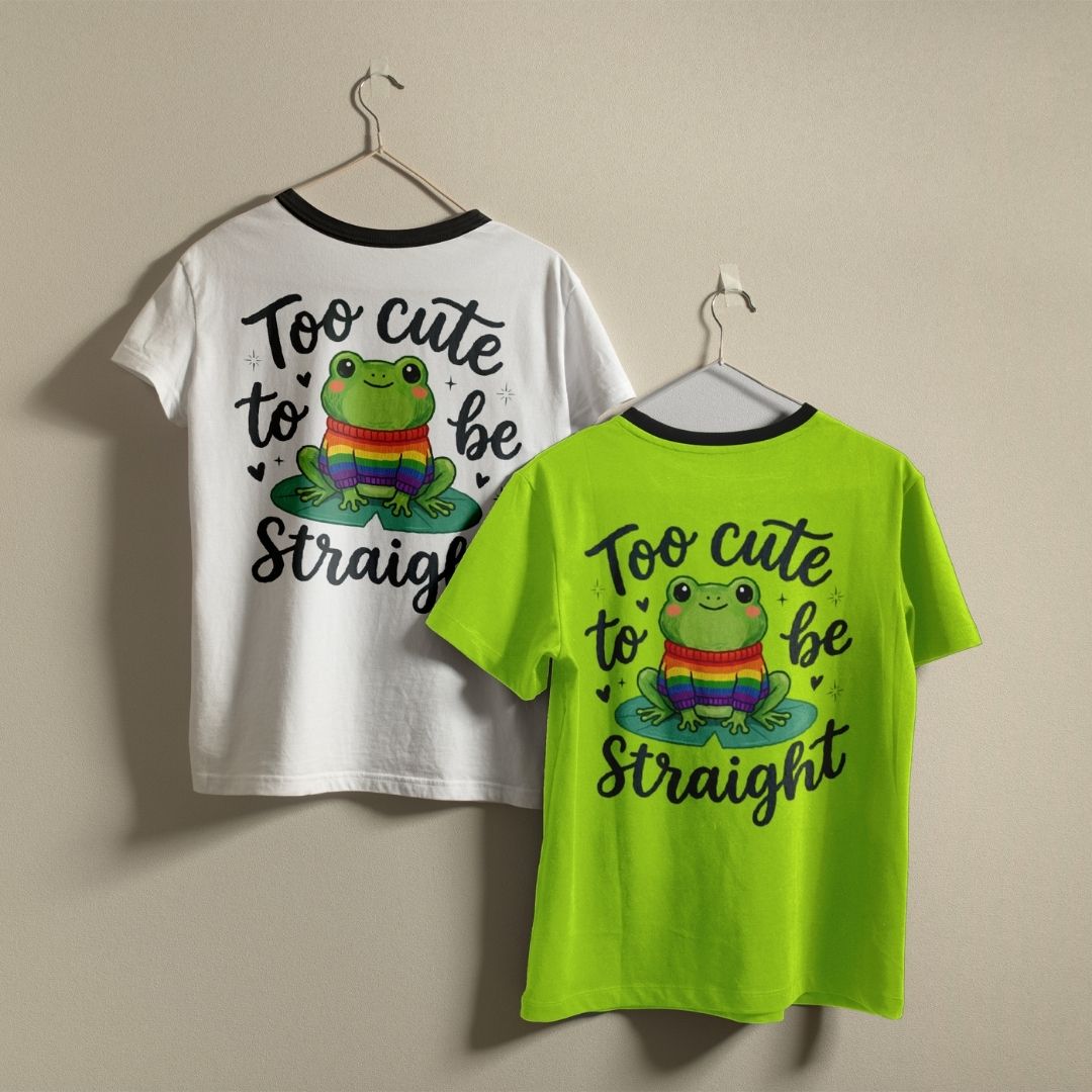 Retro Too Cute To Be Straight PNG | Vintage LGBTQ Ringer Tee Sublimation