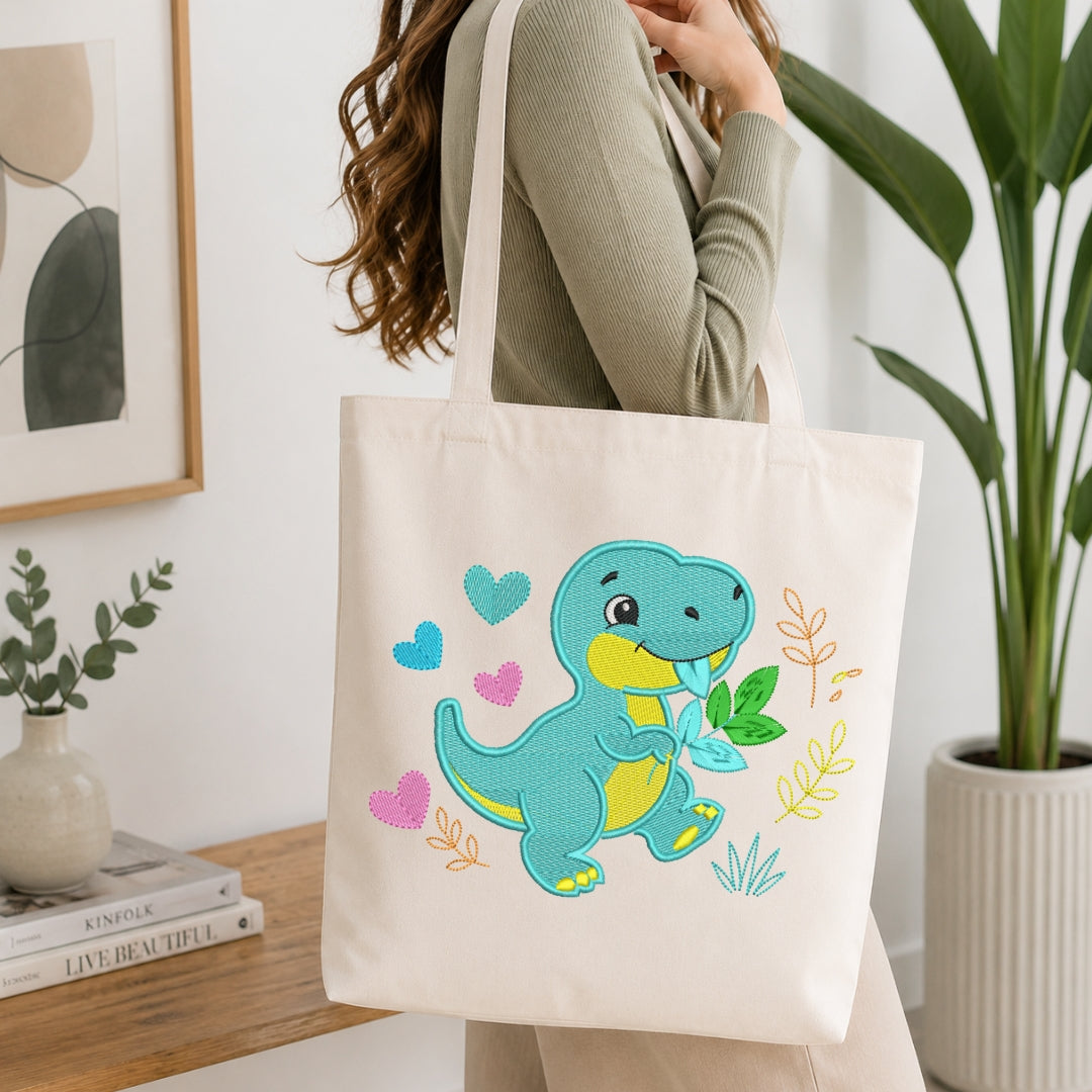 An informational graphic detailing the production journey of the embroidery file, including concept creation, design digitization, size exporting, and quality test stitch out.